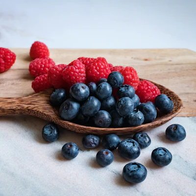 Fresh blueberries and raspberries