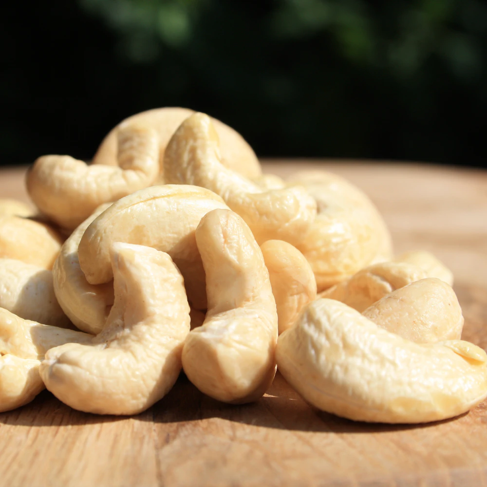 Cashews on a wooden table