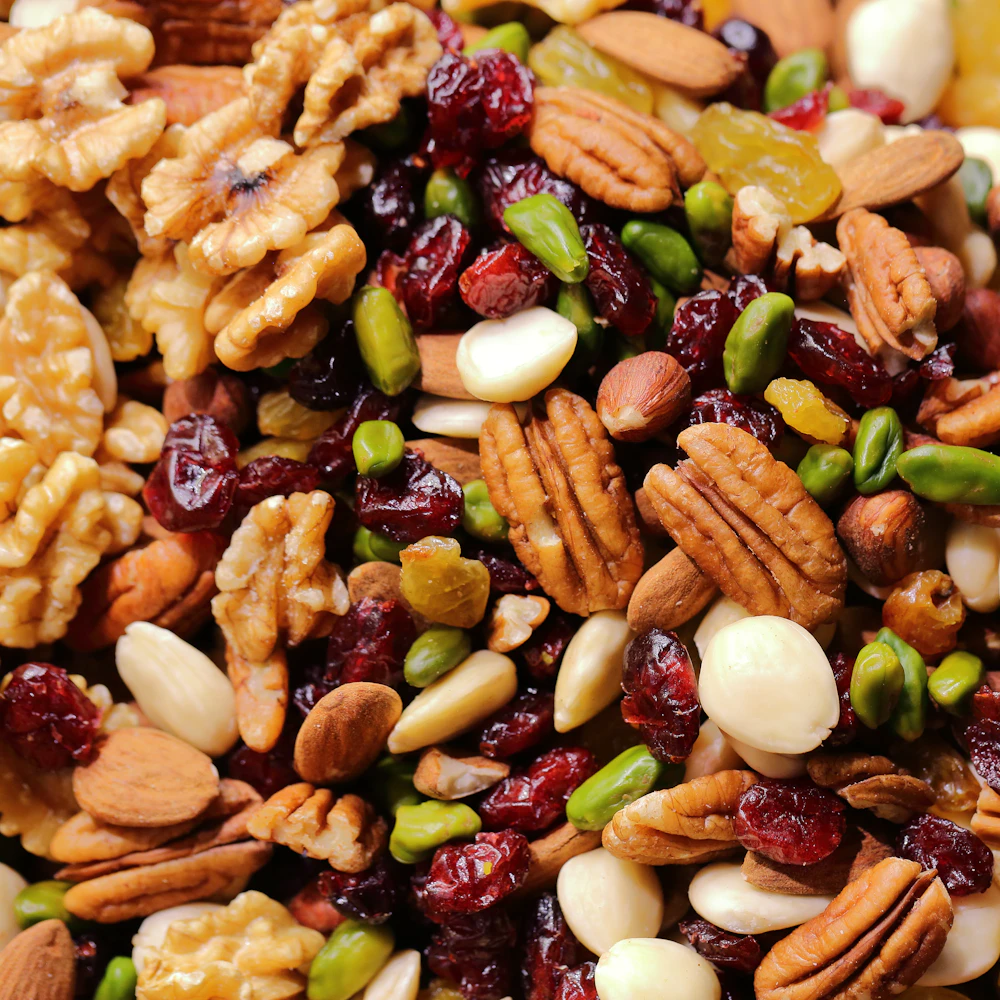 Mix of walnuts, pistachios, almonds and dried cranberries